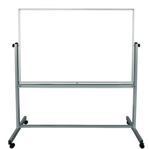 Mobile Magnetic Whiteboard, 60" X 40", White Surface, Silver Aluminum Frame