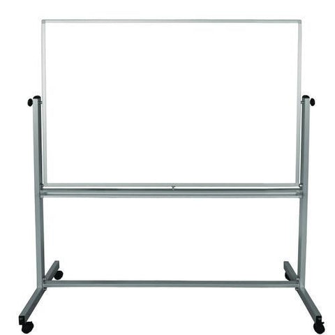 Mobile Magnetic Whiteboard, 60" X 40", White Surface, Silver Aluminum Frame