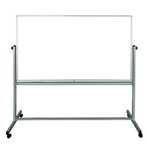 Mobile Magnetic Whiteboard, 72" X 40", White Surface, Silver Aluminum Frame