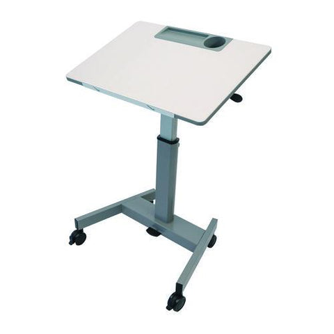 Pneumatic Adjustable Height Flip Top Student Desk, 27.5 X 19.5 X 26.25 To 42, White/gray