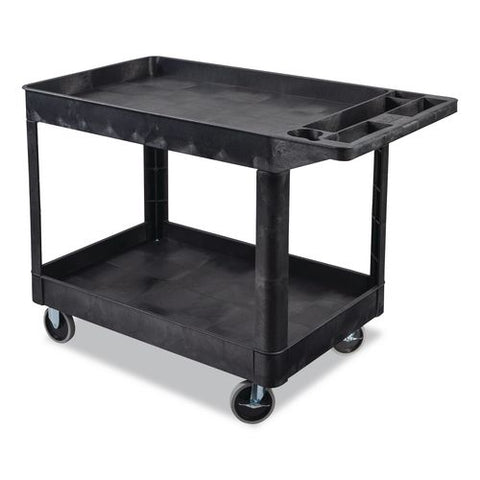 Workload Two-shelf Heavy-duty Industrial Utility Cart, Plastic, 500 Lb Capacity, 45.5" X 25.5" X 33", Black
