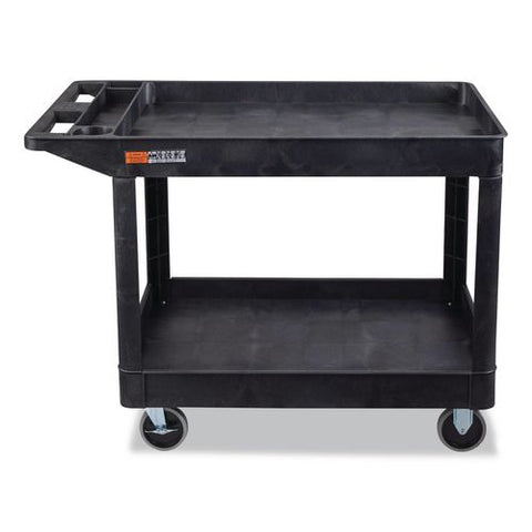Workload Two-shelf Heavy-duty Industrial Utility Cart, Plastic, 500 Lb Capacity, 45.5" X 25.5" X 33", Black