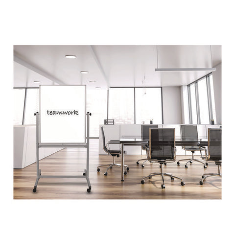 Mobile Magnetic Whiteboard, 27" X 59", White Surface, Satin Aluminum Frame