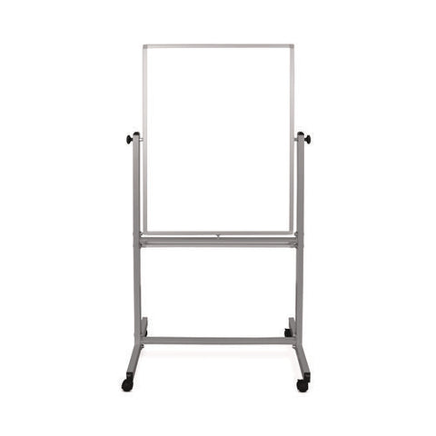 Mobile Magnetic Whiteboard, 36" X 68", White Surface, Satin Aluminum Frame