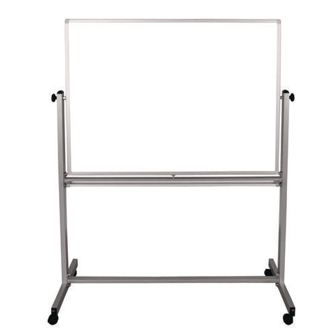 Mobile Magnetic Whiteboard, 48" X 36", White Surface, Silver Aluminum Frame