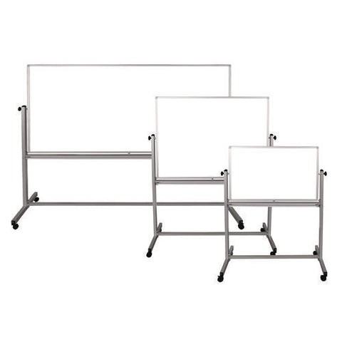 Mobile Magnetic Whiteboard, 72" X 40", White Surface, Silver Aluminum Frame