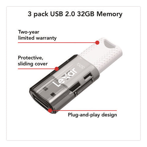 Jumpdrive S60 Usb 2.0 Flash Drive, 32 Gb, Gray/white, 3/pack