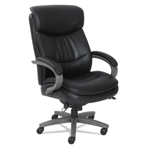 Woodbury Big/tall Executive Chair, Supports Up To 400 Lb, 20.25" To 23.25" Seat Height, Black Seat/back, Weathered Gray Base