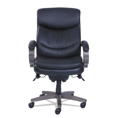 Woodbury High-back Executive Chair, Supports Up To 300 Lb, 20.25" To 23.25" Seat Height, Black Seat/back, Weathered Gray Base