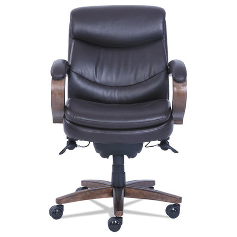 Woodbury Mid-back Executive Chair, Supports Up To 300 Lb, 18.75" To 21.75" Seat Height, Brown Seat/back, Weathered Sand Base