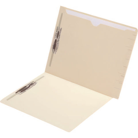 Confidential End-tab Folder With Full Back Pocket, 2 Fasteners, Letter Size, Manila Exterior, 50/box