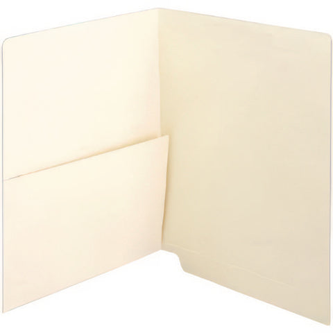 Manila End Tab Pocket Folder, Straight Tabs, Letter Size, Manila, 50/box