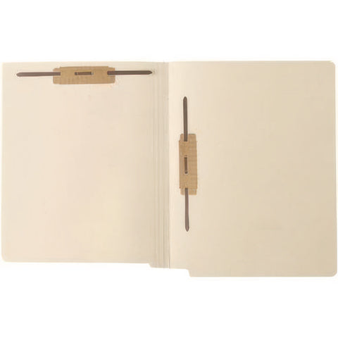 End Tab Fastener File Folder, 0.75" Expansion, 1 Horizontal 1 Vertical Fastener, Letter Size, Manila Exterior, 250/box