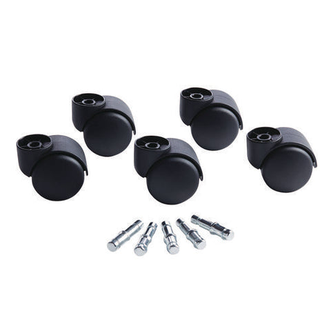 Deluxe Futura Flush-mount Hard-wheel Casters, 0.44" X 0.88" Grip Ring Type B Stems, 2.19" Nylon Wheels, Matte Black, 5/set