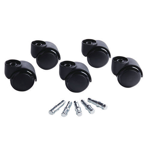 Deluxe Futura Flush-mount Soft-wheel Casters, 0.44" X 0.88" Type B Stems, 2.19" Polyurethane Wheels, Matte Black, 5/set