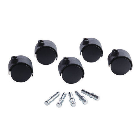 Deluxe Duet Hard-wheel Casters, 0.44" X 0.88" Grip Ring Type B Stems, 2" Nylon Wheels, Matte Black, 5/set