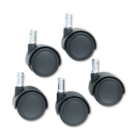 Safety Casters, Standard Neck, Grip Ring Type B Stem, 2" Soft Polyurethane Wheel, Matte Black, 5/set