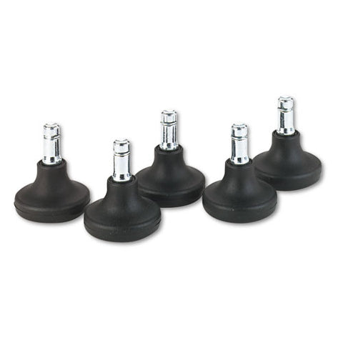 Low Profile Bell Glides, Grip Ring Type B Stem, 2" X 1.38" Glide, Matte Black, 5/set