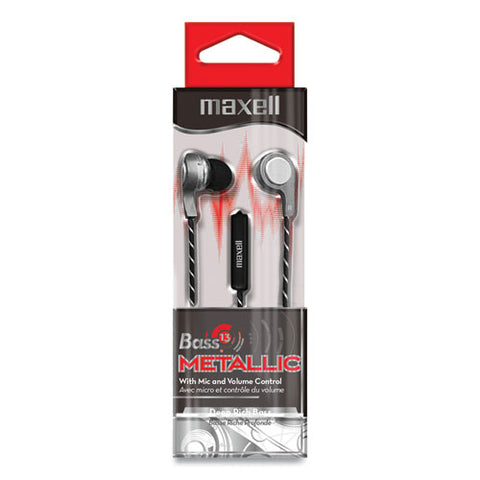 Bass 13 Metallic Earbuds With Microphone, 4 Ft Cord, Silver