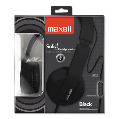 Solids Headphones, 5 Ft Cord, Black