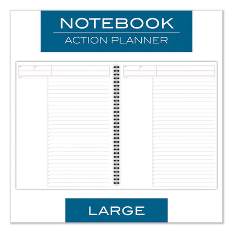 Wirebound Guided Action Planner Notebook, 1-subject, Project-management Format, Dark Gray Cover, (80) 11 X 8.5 Sheets