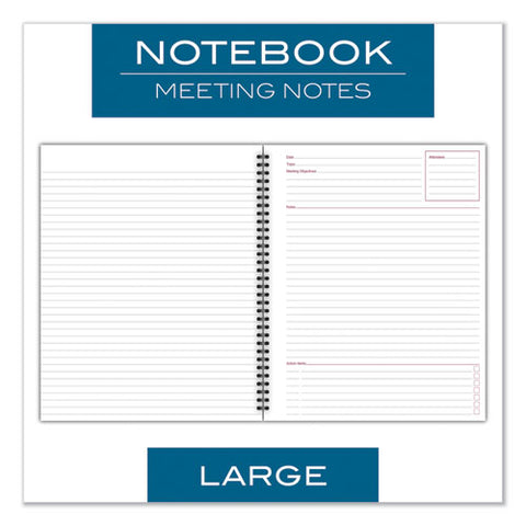 Wirebound Guided Meeting Notes Notebook, 1-subject, Meeting-minutes/notes Format, Dark Gray Cover, (80) 11 X 8.25 Sheets