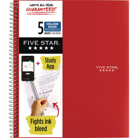Wirebound Notebook With Eight Pockets, 5-subject, Medium/college Rule, Randomly Assorted Cover Color, (200) 11 X 8.5 Sheets