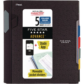 Advance Wirebound Notebook, Ten Pockets, 5-subject, Medium/college Rule, Randomly Assorted Cover Color, (200) 11 X 8.5 Sheets