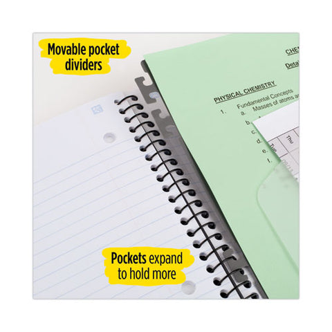 Advance Wirebound Notebook, Ten Pockets, 5-subject, Medium/college Rule, Randomly Assorted Cover Color, (200) 11 X 8.5 Sheets