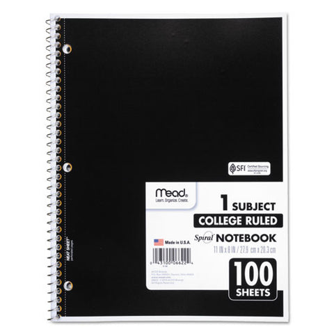 Spiral Notebook, 3-hole Punched, 1-subject, Medium/college Rule, Randomly Assorted Cover Color, (100) 11 X 8 Sheets