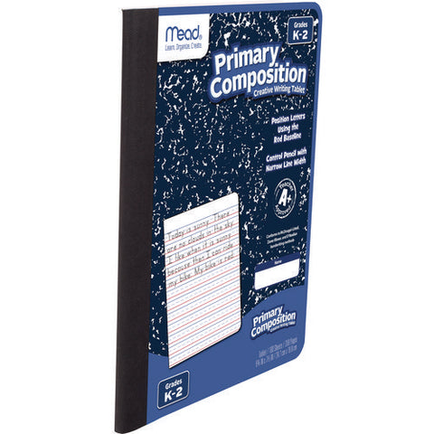 Primary Journal Creative Writing Composition Book, Manuscript Format, Blue/black/white Cover, (100) 9.75 X 7.5 Sheets