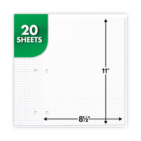 Graph Paper Tablet, 3-hole, 8.5 X 11, Quadrille: 4 Sq/in, 20 Sheets/pad, 12 Pads/pack