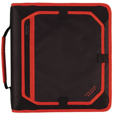 Zipper Binder, 3 Rings, 2" Capacity, 11 X 8.5, Black/red Accents