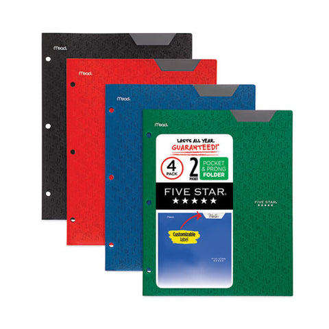 Two-pocket Stay-put Plastic Folder, 11 X 8.5, Assorted, 4/pack