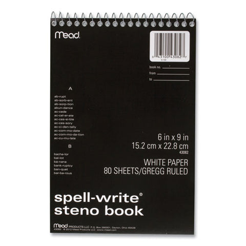 Spell-write Wirebound Steno Pad, Randomly Assorted Cover Colors, Gregg Rule, (80) White 6 X 9 Sheets