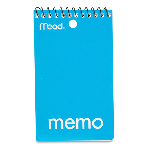 Wirebound Memo Pad With Wall-hanger Eyelet, Medium/college Rule, Randomly Assorted Cover Colors, 60 White 3 X 5 Sheets