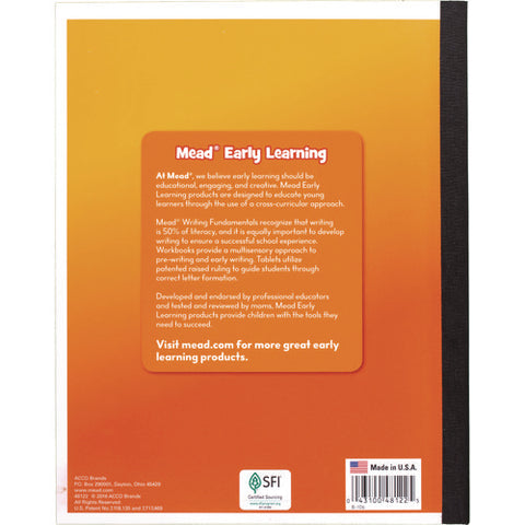 Learn To Letter Primary Journal With Raised Ruling, Manuscript Format, Orange/white/blue Cover, (40) 10 X 8 Sheets