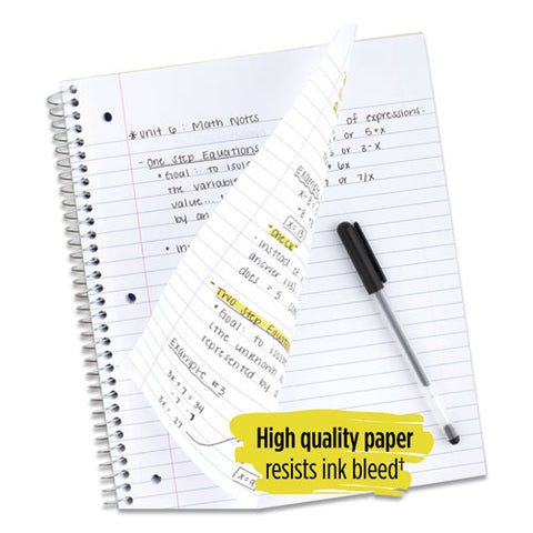 Wirebound Notebook With Eight Pockets, 5-subject, Wide/legal Rule, Randomly Assorted Cover Color, (200) 10.5 X 8 Sheets