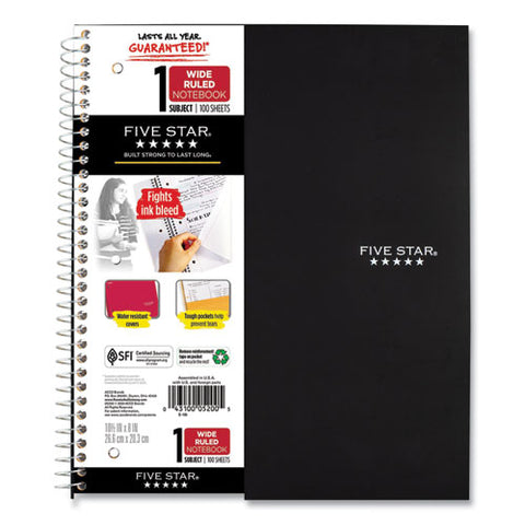 Wirebound Notebook With Two Pockets, 1-subject, Wide/legal Rule, Randomly Assorted Cover Color, (100) 10.5 X 8 Sheets