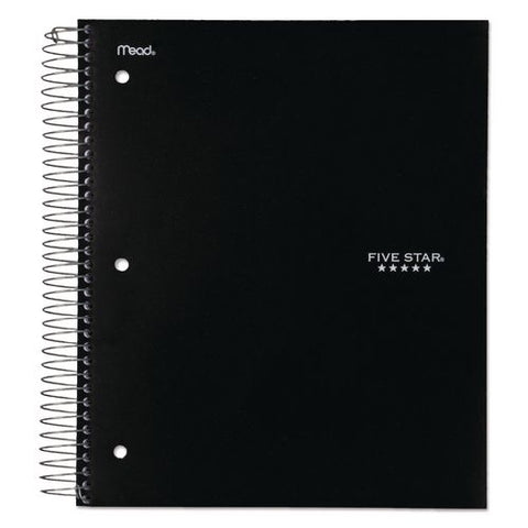 Wirebound Notebook, 5-subject, Medium/college Rule, Black Cover, (200) 11 X 8.5 Sheets