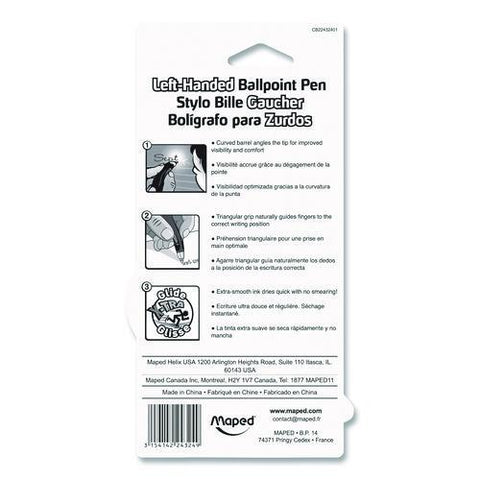 Visio Left-handed Ballpoint Pen, Stick, Medium 1 Mm, Assorted Ink And Barrel Colors, 3/pack