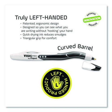 Visio Left-handed Ballpoint Pen, Stick, Medium 1 Mm, Assorted Ink And Barrel Colors, 3/pack