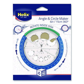 360 Degree Angle And Circle Maker 2-in-1 Protractor And Compass Tool, 2" Ruler Edge, Plastic, Randomly Assorted Color