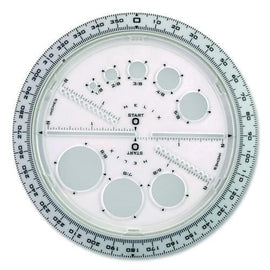 360 Degree Angle And Circle Maker 2-in-1 Protractor And Compass Tool, 2" Ruler Edge, Plastic, Randomly Assorted Color