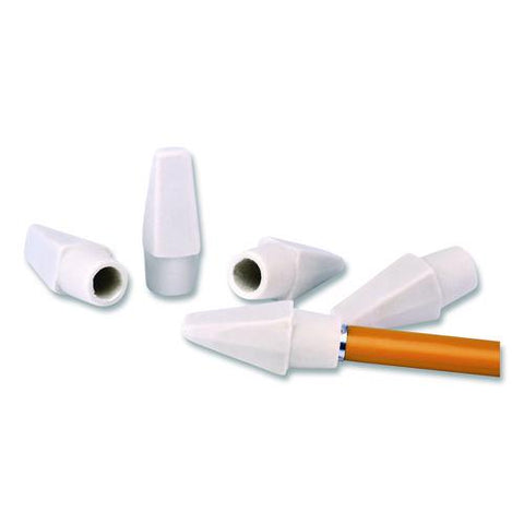 Professional Hi-polymer Oversized Pencil Cap Erasers, For Pencil Marks, White, 10/pack