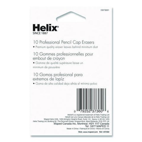 Professional Hi-polymer Oversized Pencil Cap Erasers, For Pencil Marks, White, 10/pack