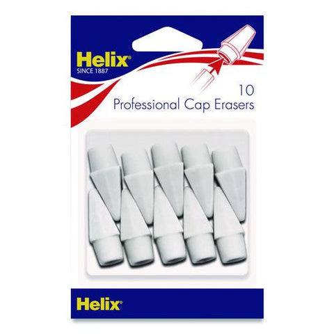 Professional Hi-polymer Oversized Pencil Cap Erasers, For Pencil Marks, White, 10/pack