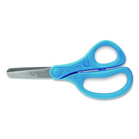 Essential Blunt School Scissors School Pack, Rounded Tip, 5.35" Long, 2" Cut Length, Straight Assorted Handle, Dozen