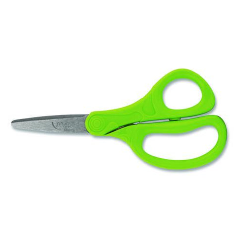 Essential Pointed School Scissors School Pack, Pointed Tip, 5.35" Long, 2" Cut Length, Straight Assorted Handle, 12/pack