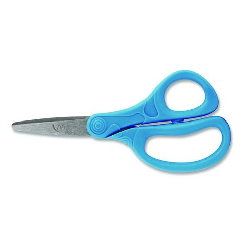 Essential Pointed School Scissors School Pack, Pointed Tip, 5.35" Long, 2" Cut Length, Straight Assorted Handle, 12/pack